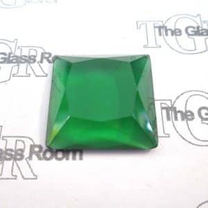 Square Flat Top Faceted 25mm - Mid Green