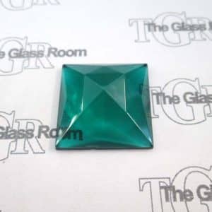Square Fully Faceted 25mm - Emerald Green