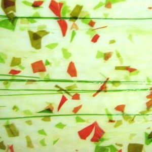 Green Stringers with Olive, Green & Orange Confetti on White