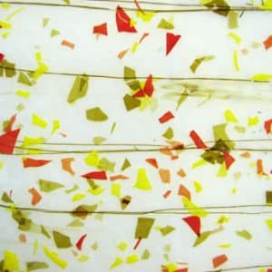 Olive Stringers with Olive, Orange & Yellow Confetti on White