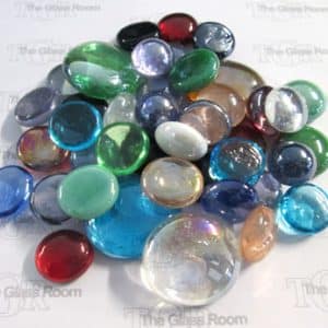 Rainbow Mix Glass Blobs 20/30mm in diameter. Approx 50 per bag