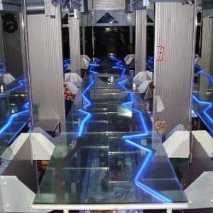 Suspended glass walkway