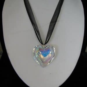 Iridised Clear Glass Heart Necklace