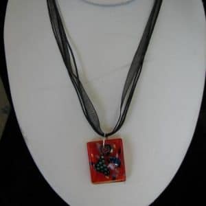 Red Dichroic Glass Necklace